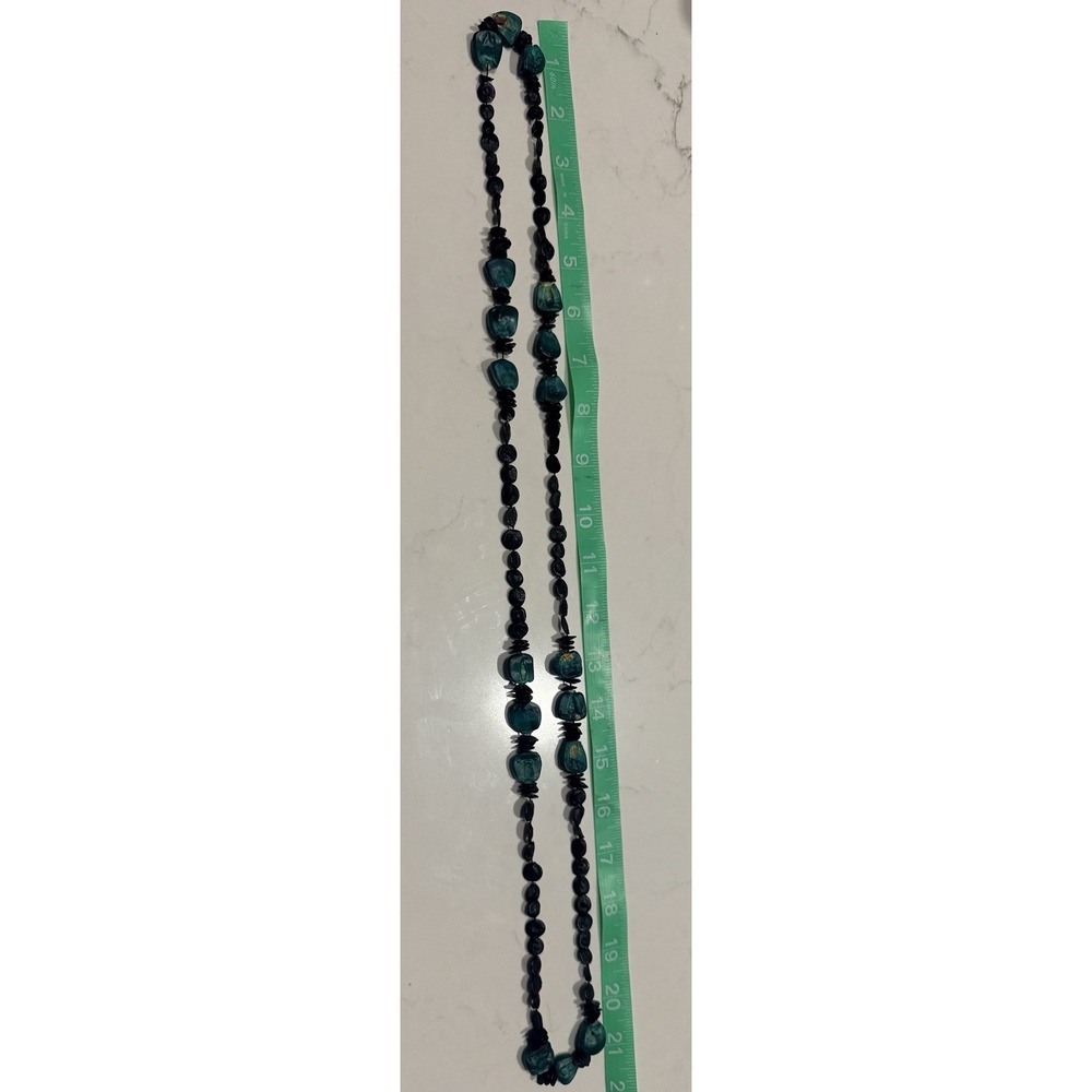 Unbranded Beaded Necklace Womens OS Teal Good Bohemian Natural Nut Seed Long - Picture 3 of 3